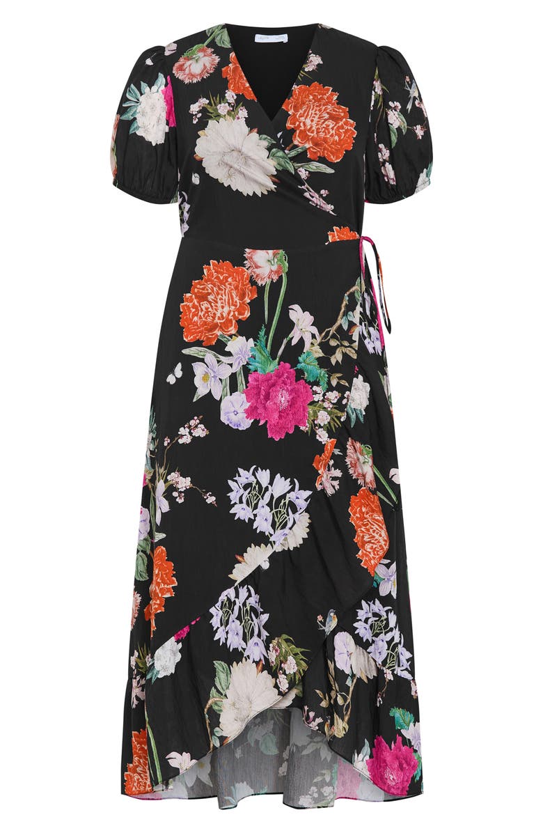 City Chic Belle Floral Print Wrap Dress, Alternate, color, 