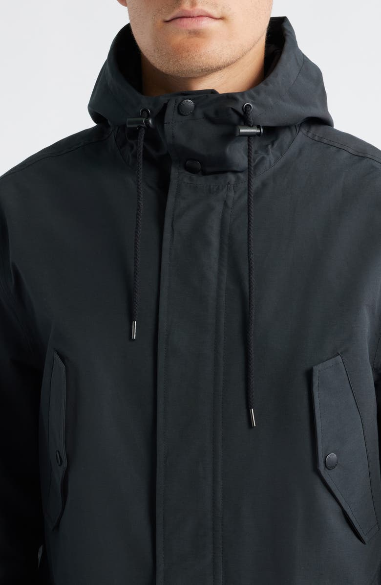 Schott NYC Waterproof Hooded Cotton Blend Fishtail Coat, Alternate, color, Black