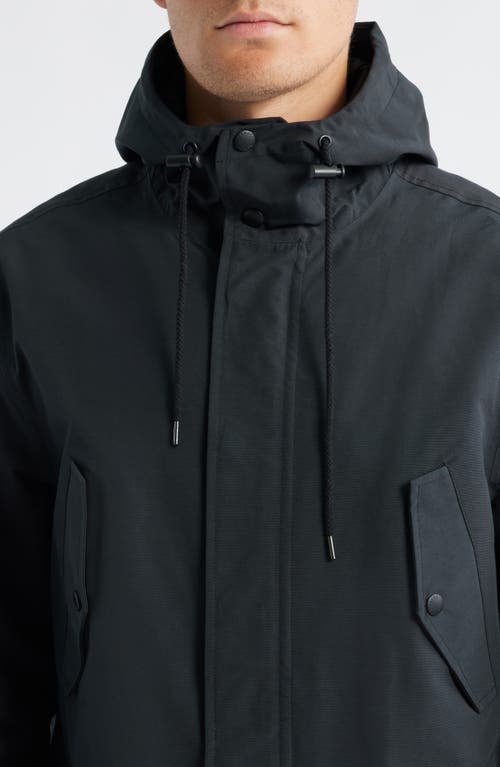 Schott Nyc Waterproof Hooded Cotton Blend Fishtail Coat In Black