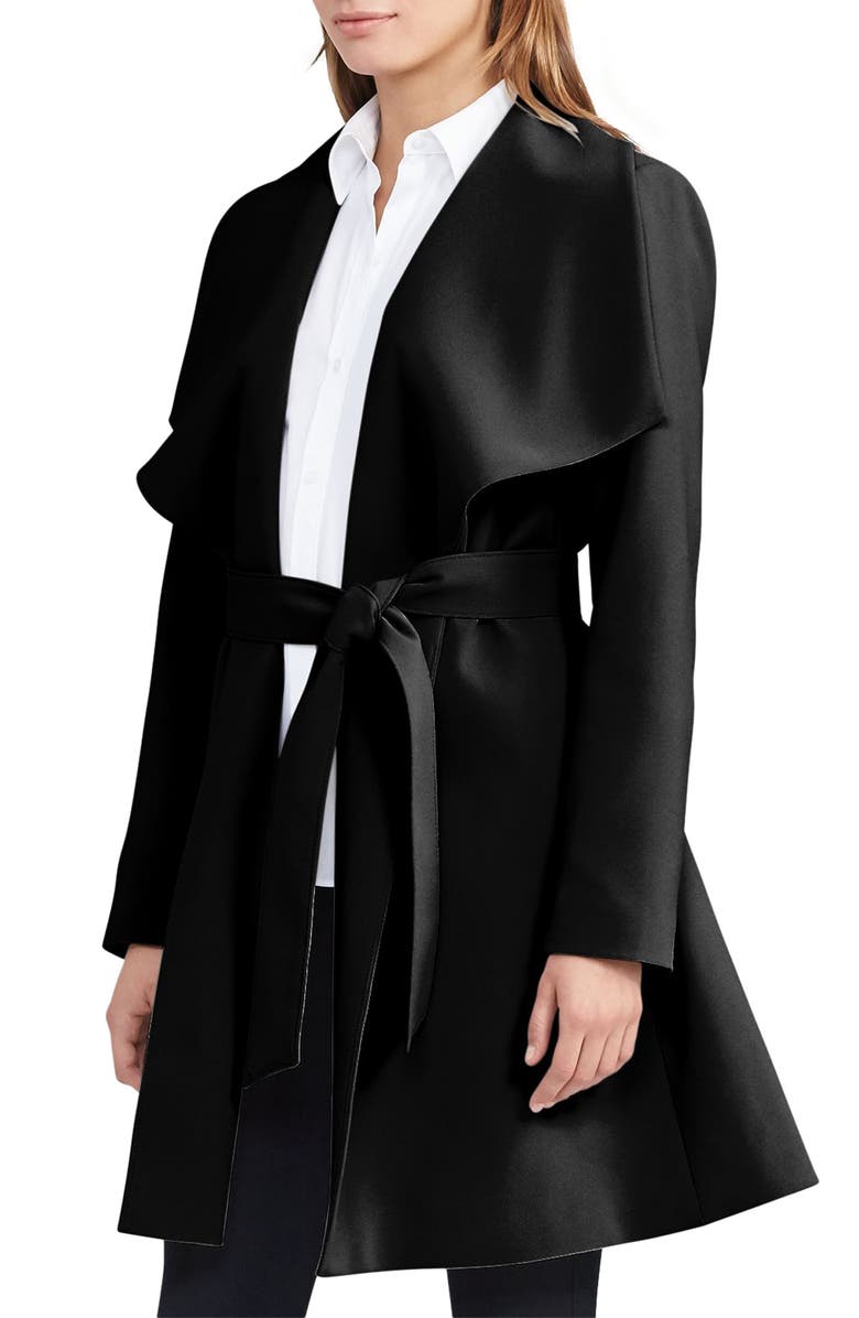 Lauren Ralph Lauren Belted Crepe Wrap Coat, Main, color,