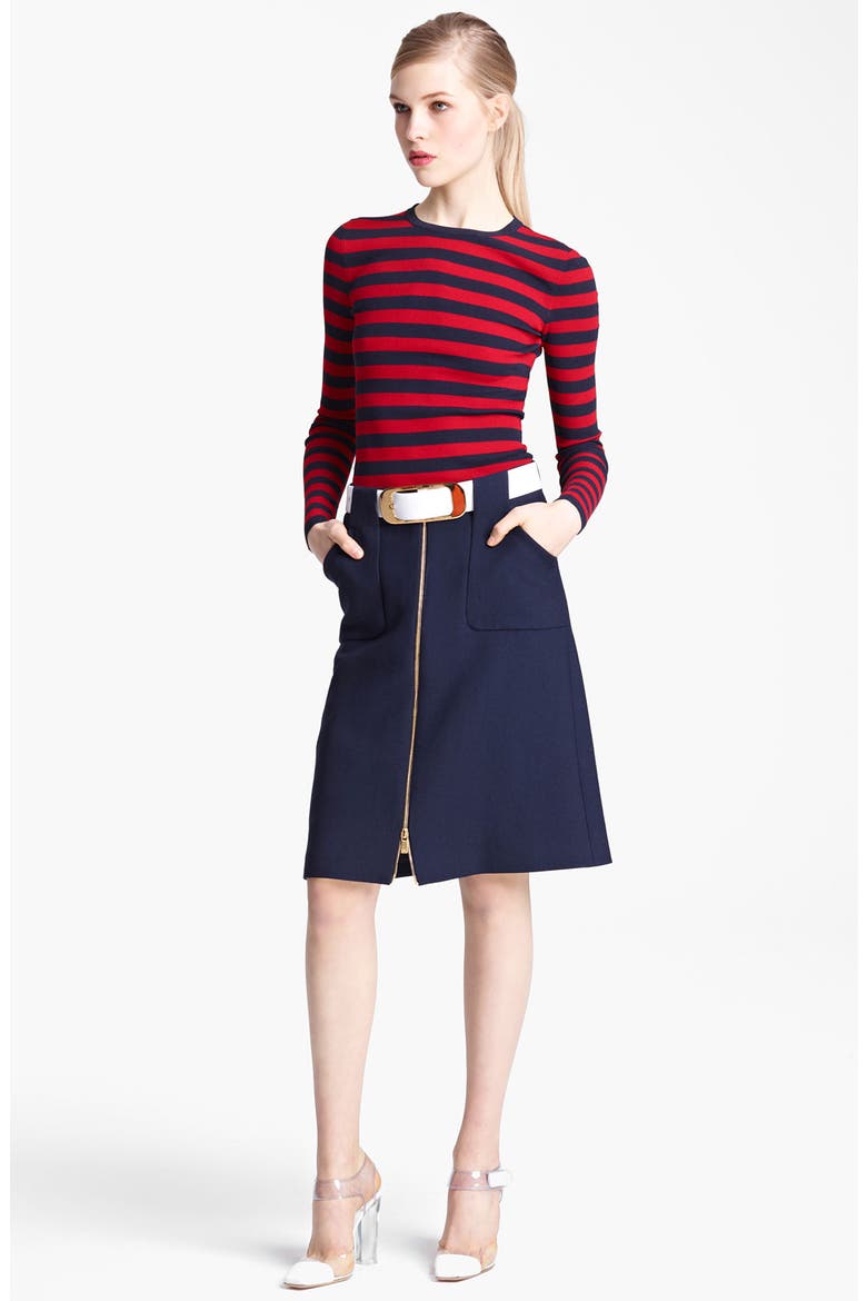 Stripe Matte Jersey Top, Main, color, MIDNIGHT/ CRIMSON