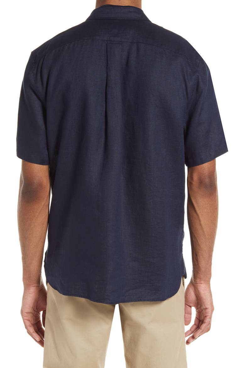 Classic Fit Short Sleeve Linen Shirt, Alternate, color, COASTAL