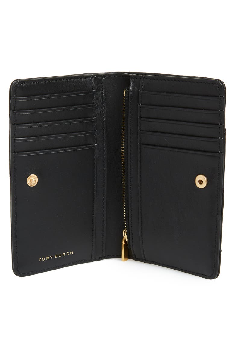 Medium Kira Quilted Leather Wallet, Alternate, color, BLACK