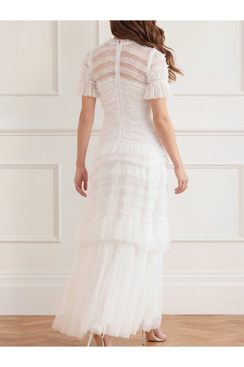 Valentine Ruffle Maxi Gown, Alternate, color, Swan White