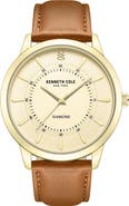 Kenneth Cole New York Genuine Diamond Leather Strap Watch, 44mm - 0.005ct.