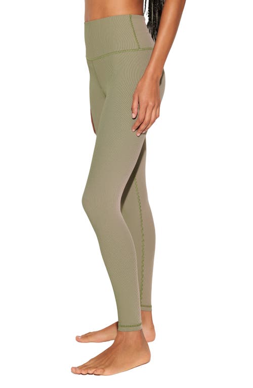 Spiritual Gangster Lotus Two-tone High Waist 7/8 Leggings In Green