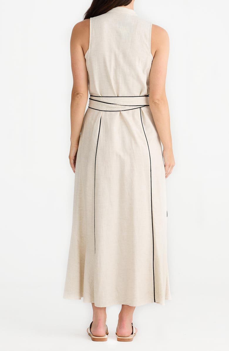 Brave+True Ari Tie Waist Sleeveless Linen Blend Maxi Dress, Alternate, color, Natural/ Black