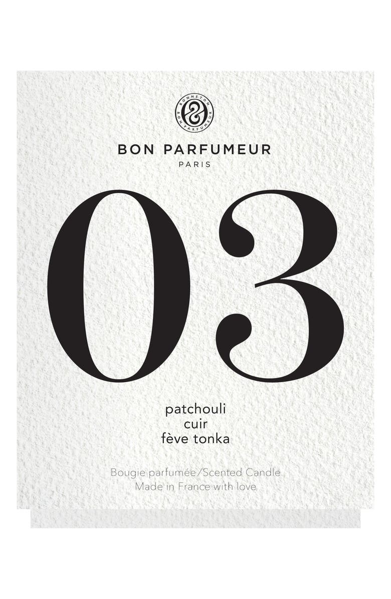Bon Parfumeur Candle 03 Patchouli, Leather & Tonka Bean Scented Candle, Alternate, color, 