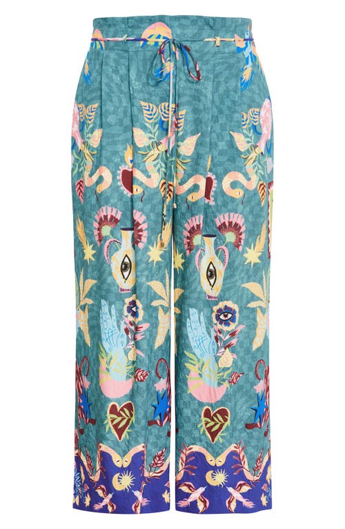 City Chic Mirror Me Tie Waist Wide Leg Pants In Blue