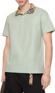 Burberry Check Collar Cotton Polo Shirt