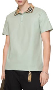 Burberry Check Collar Cotton Polo Shirt
