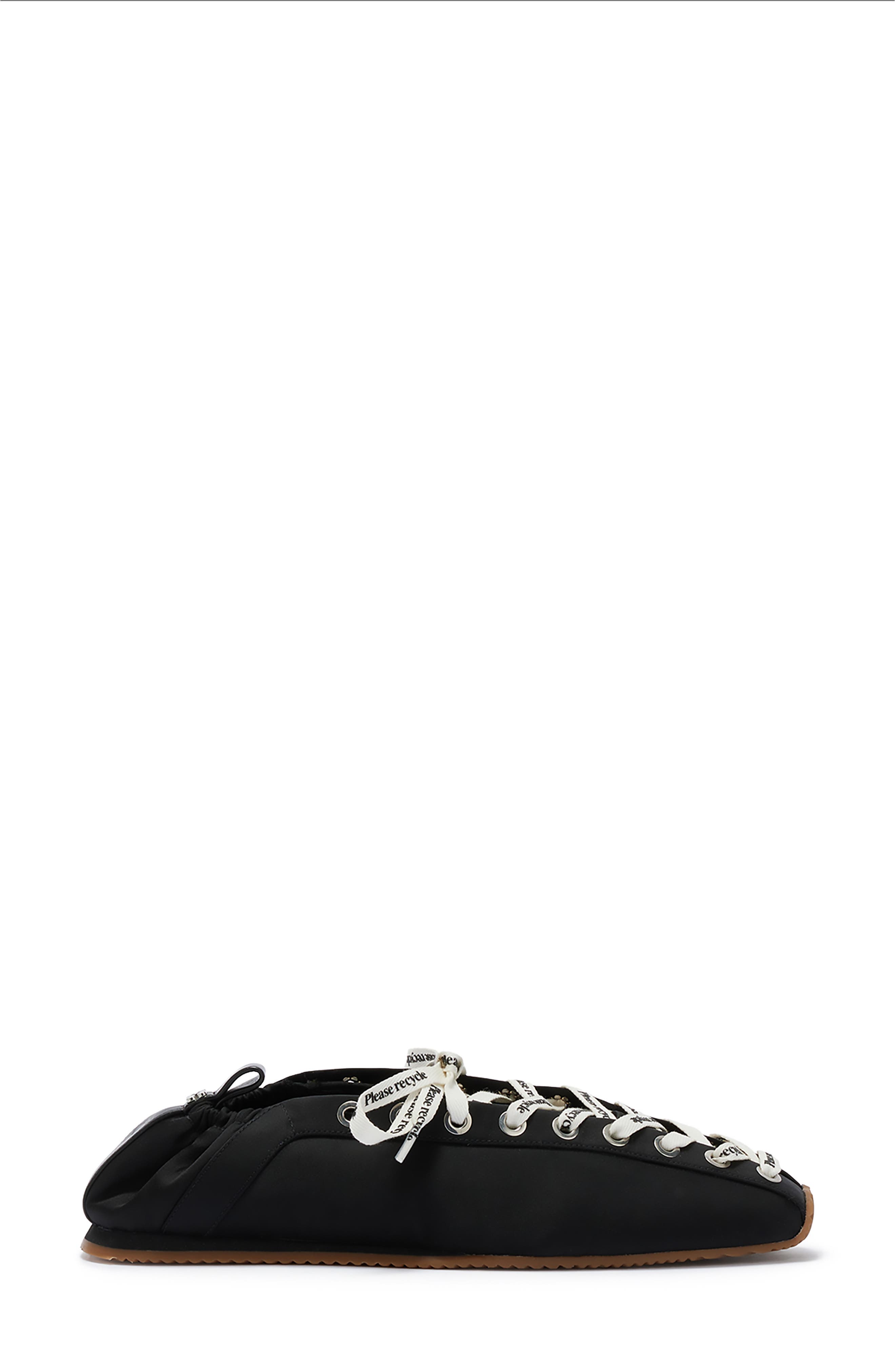 Ganni Lace-Up Ballet Flat, Alternate, color, Black