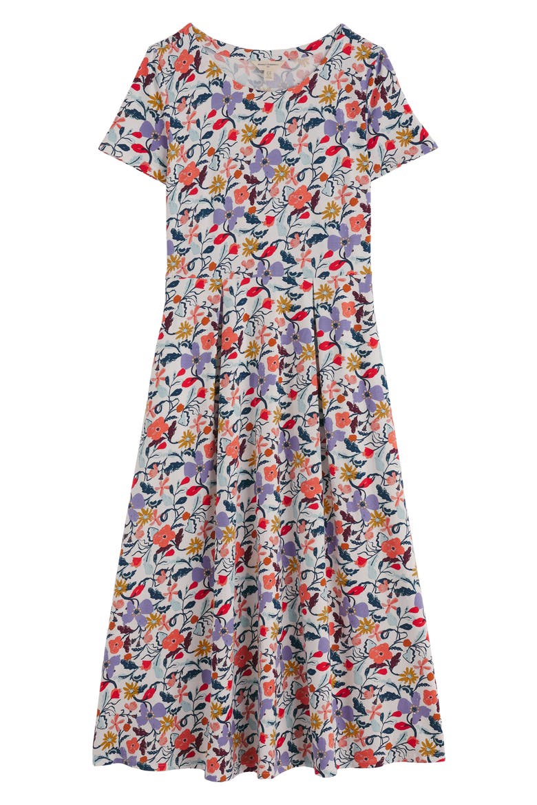 Veronica Floral Stretch Organic Cotton Midi Dress, Alternate, color, WINDING MEADOW MIX