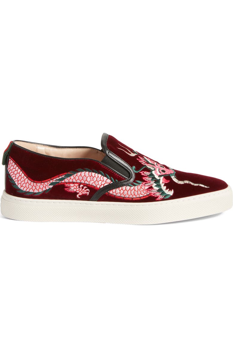 Gucci Dublin Embroidered Dragon Skate Sneaker, Alternate, color,