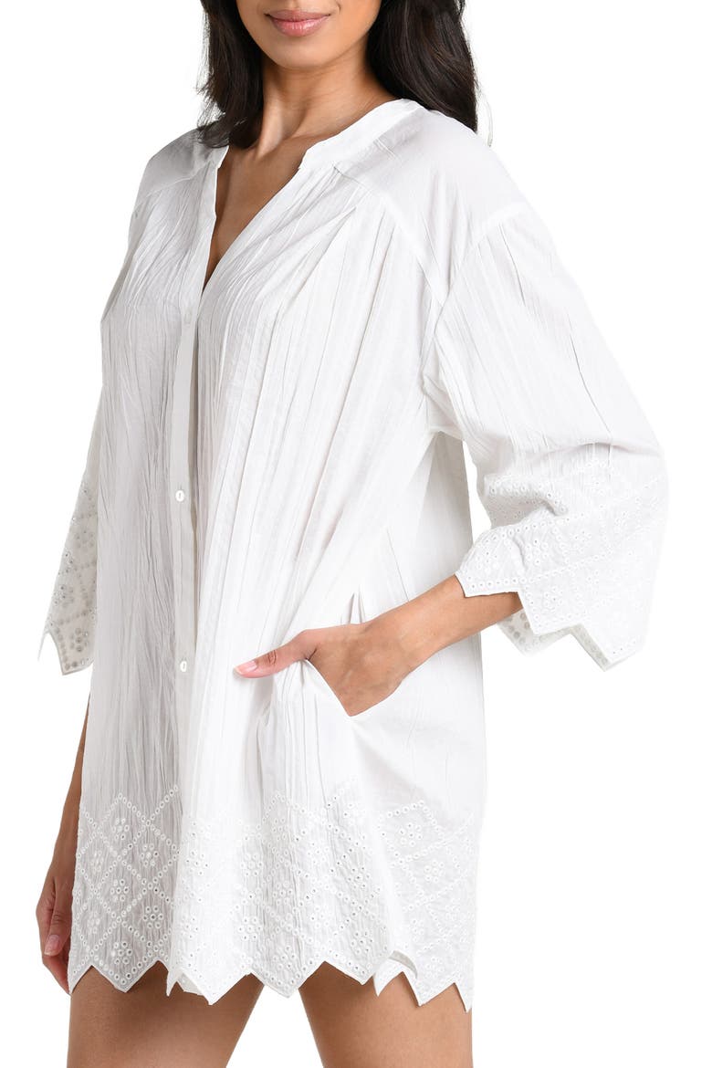 Crinkle Collective Cover-Up Minidress, Alternate, color, WHITE