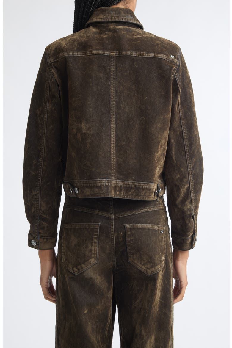 Nicole Flocked Denim Jacket, Alternate, color, DARK OLIVE