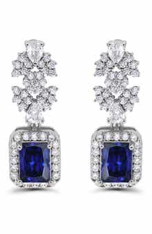 Emerald Cut Cubic Zirconia Drop Earrings