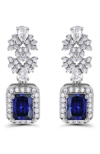 Christian Siriano Emerald Cut Cubic Zirconia Drop Earrings In Multi