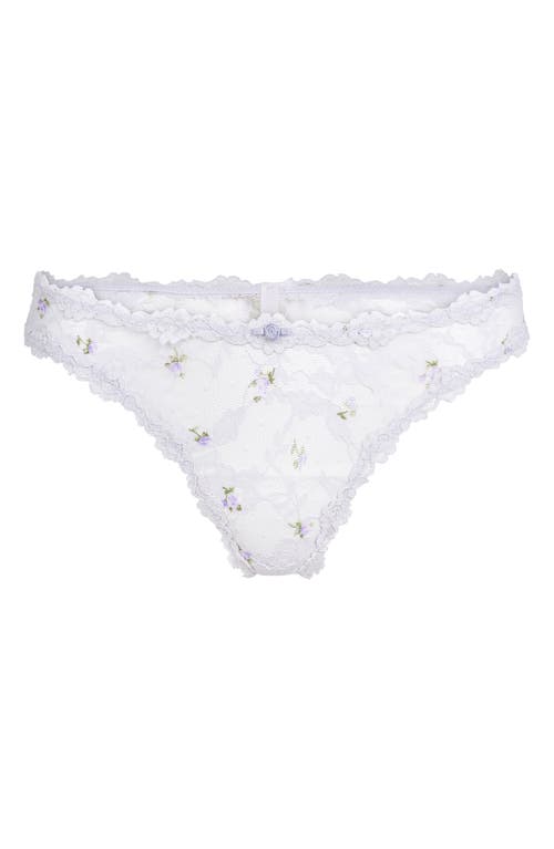 Skims Stretch Lace Dipped Thong In Wind Rosebud Print