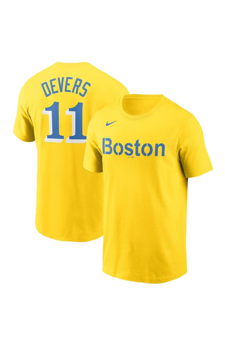 Nike Men's Nike Rafael Devers Gold Boston Red Sox City Connect Name & Number T-Shirt, Alternate, color,