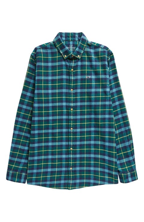 Kids' Plaid Cotton Flannel Button-Down Shirt (Toddler, Little Kid & Big Kid)