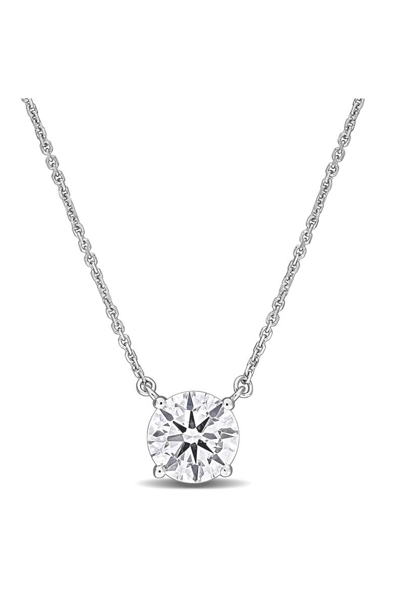 Lab-Grown Diamond Solitaire Necklace White Gold, Main, color, White Gold