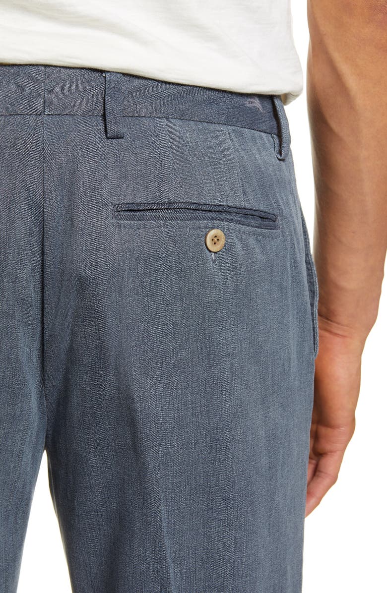 Tommy Bahama Havana Herringbone Authentic Silk Blend Straight Leg Pants, Alternate, color, Ink