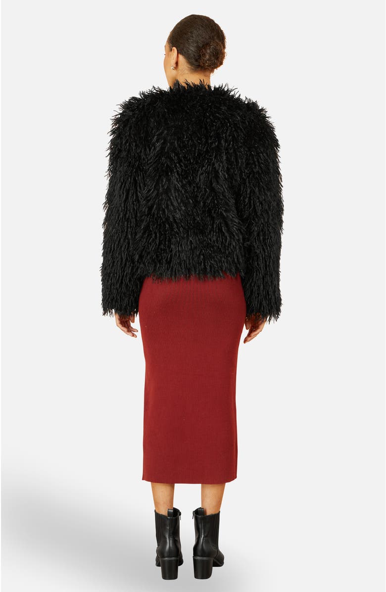 Yumi Luxe Fluffy Faux Fur Coat, Alternate, color, Black