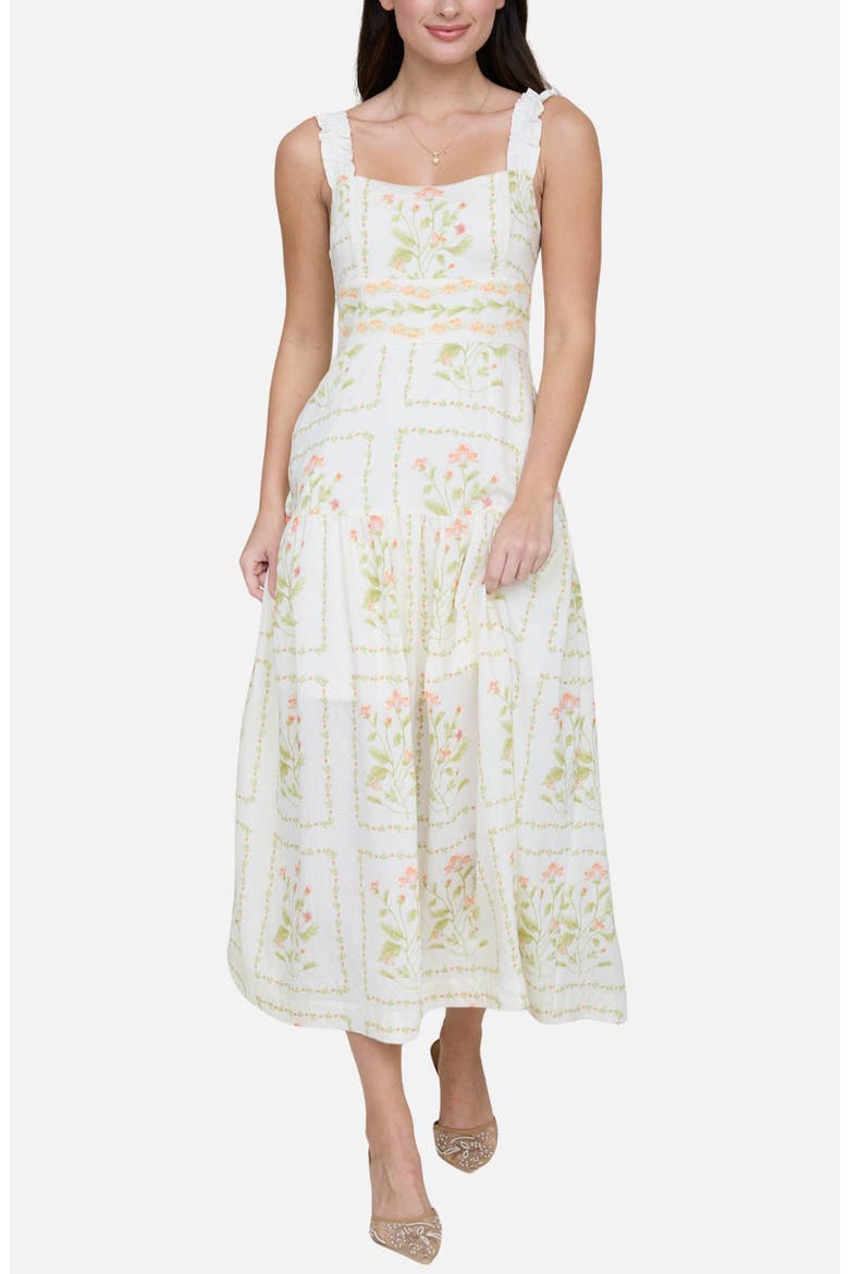 Floral Midi Dress, Main, color, CREAM MULTI