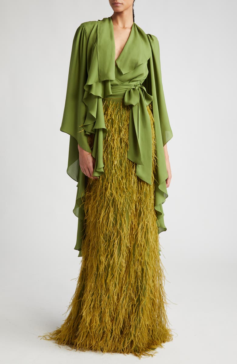 ALIETTE Feather Maxi Skirt, Alternate, color, 