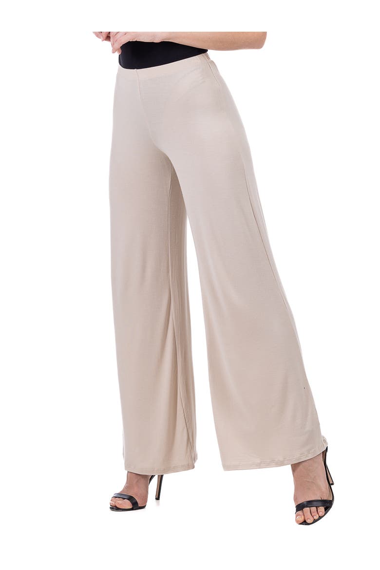 Petites Comfortable Solid Color Palazzo Pants, Alternate, color, Nude