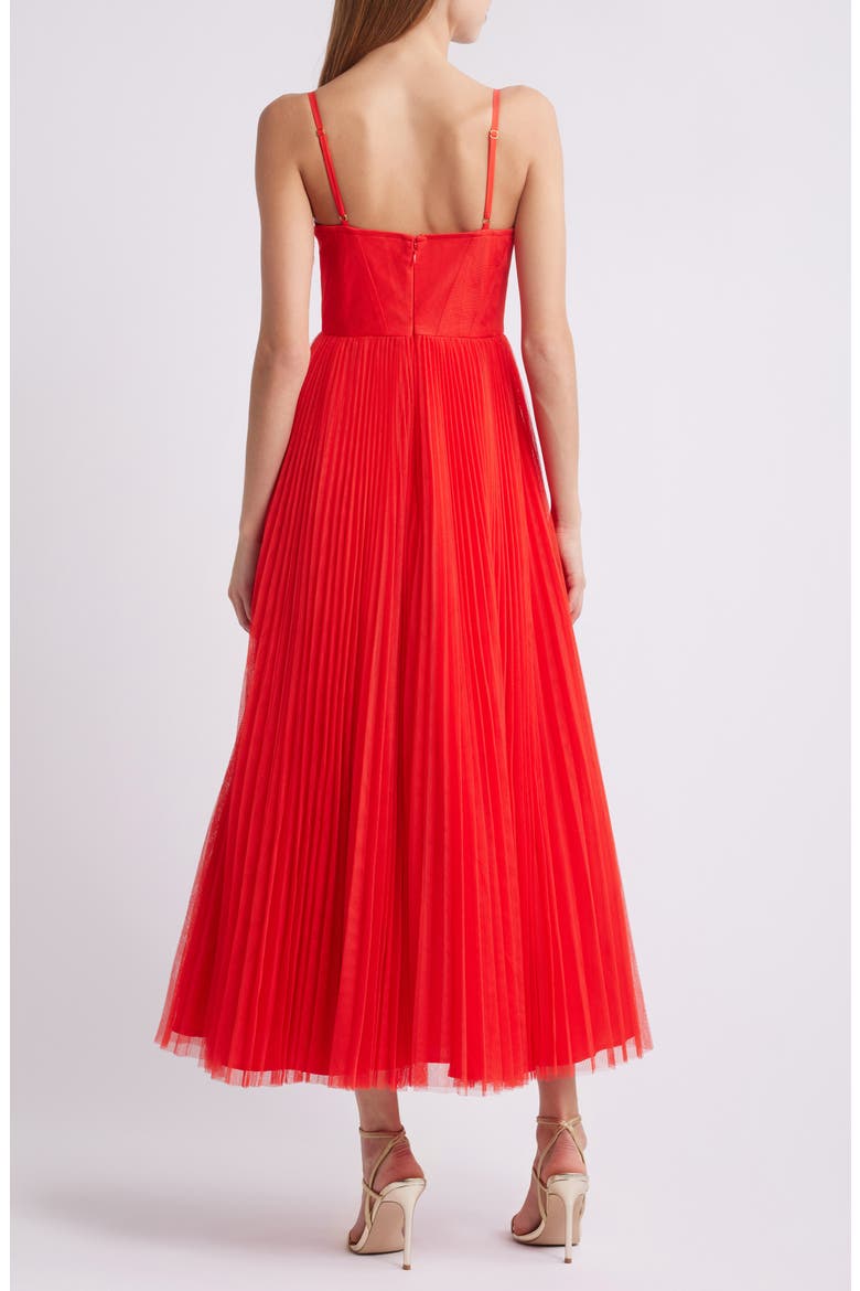 Corset Pleated Maxi Dress, Alternate, color, RED