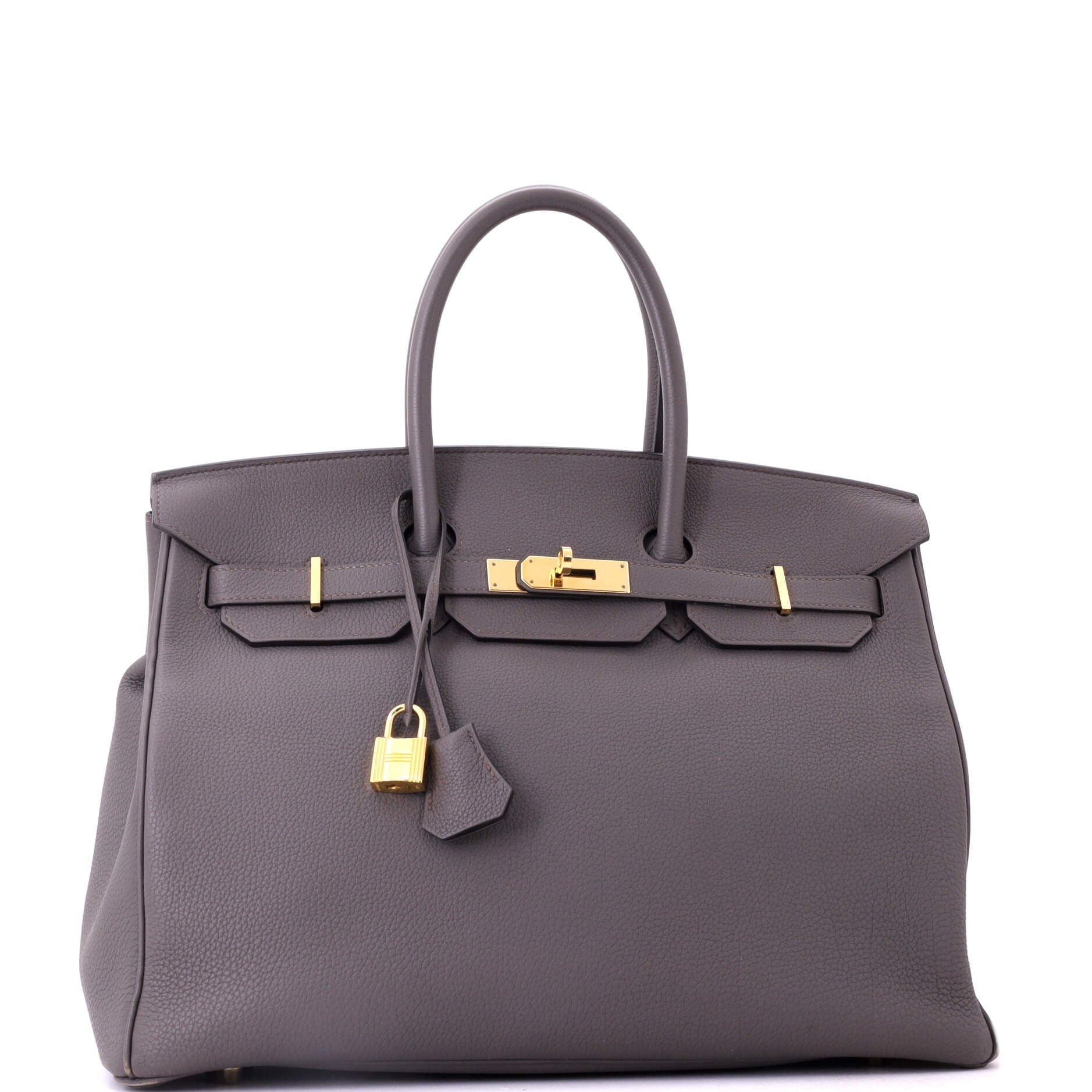 Pre-Owned Hermes Birkin Handbag Grey Togo with Gold Hardware 35, Alternate, color, Etain