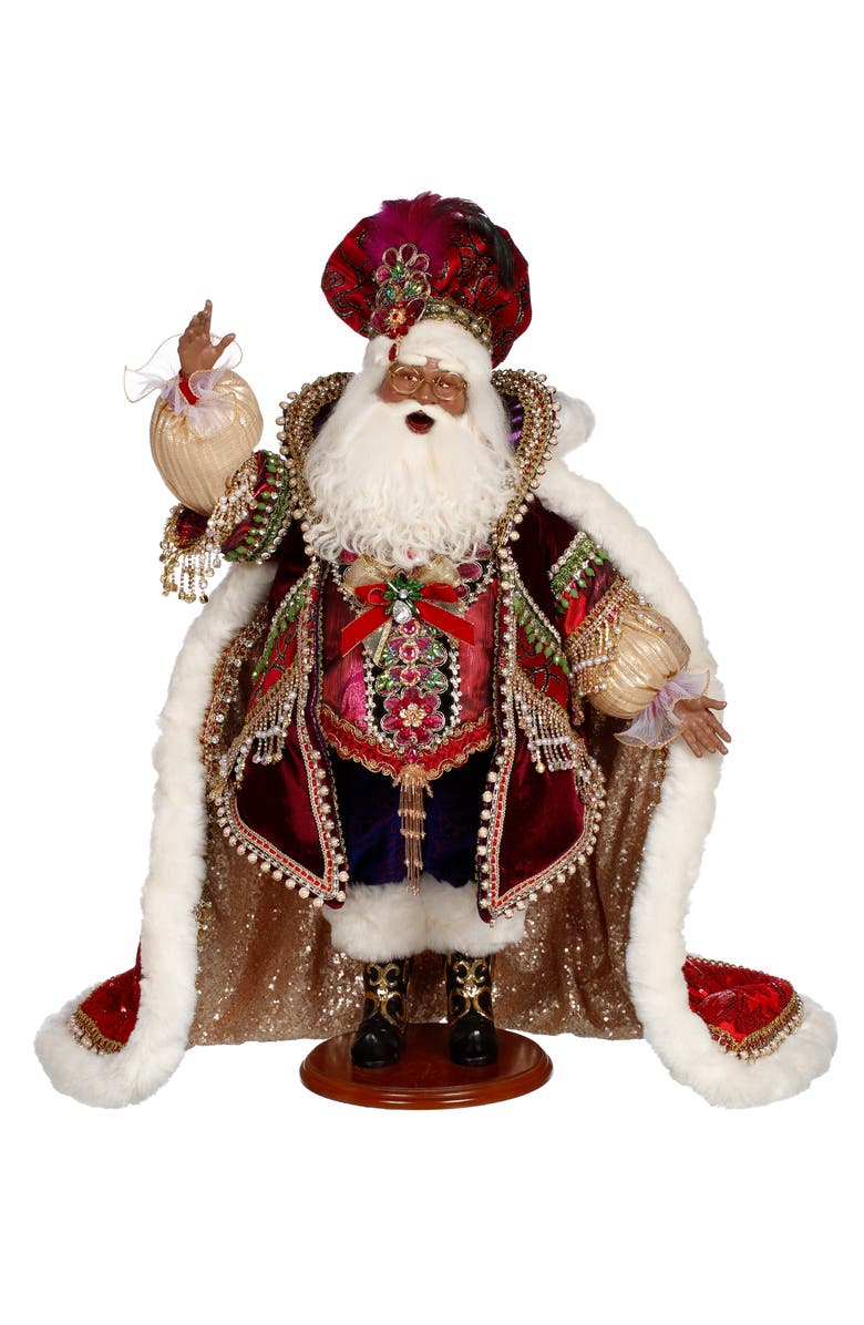 Mark Roberts African American Christmas Jewel Santa, Main, color, Burgundy