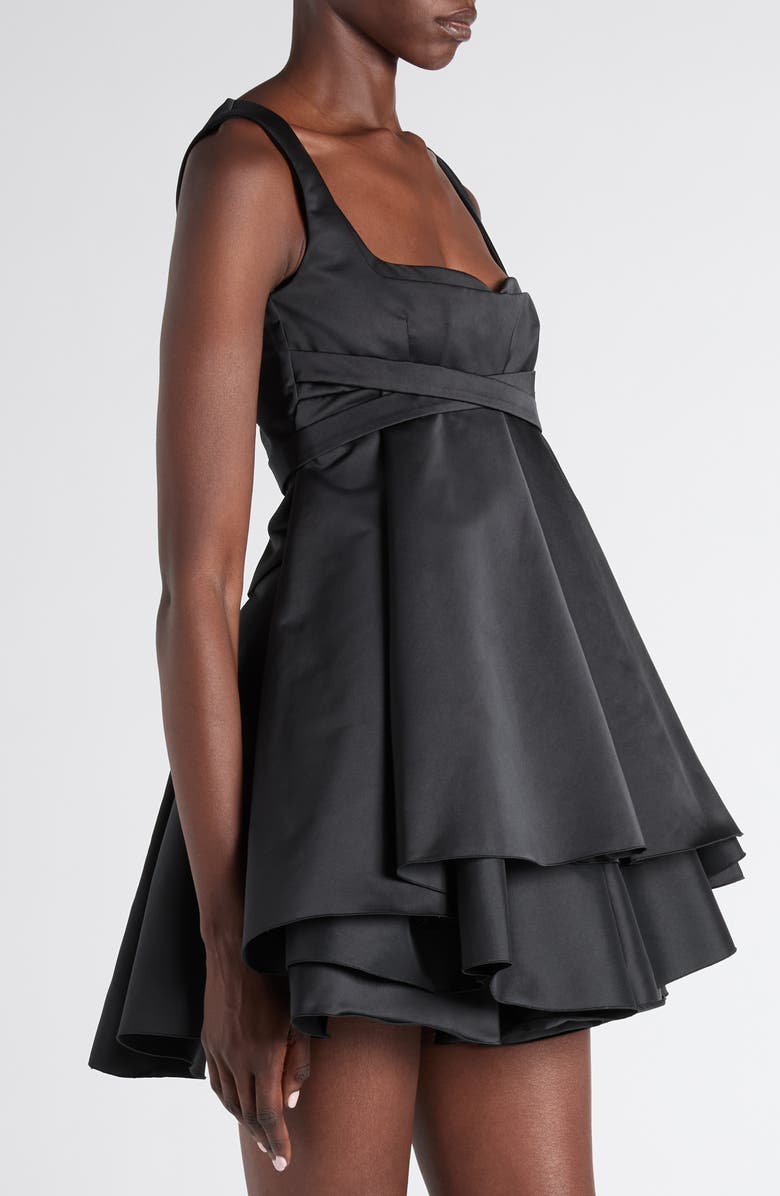 McQueen Layered Taffeta Minidress, Alternate, color, Black