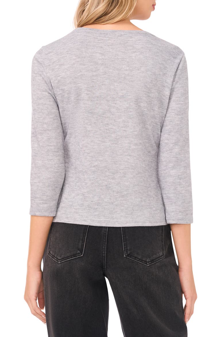 Three Quarter Sleeve Knit Top, Alternate, color, SILVER HEATHER