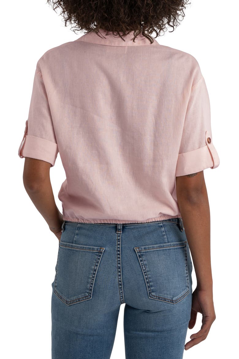 Rebel Knot Front Linen Blend Top, Alternate, color, PRINCESS