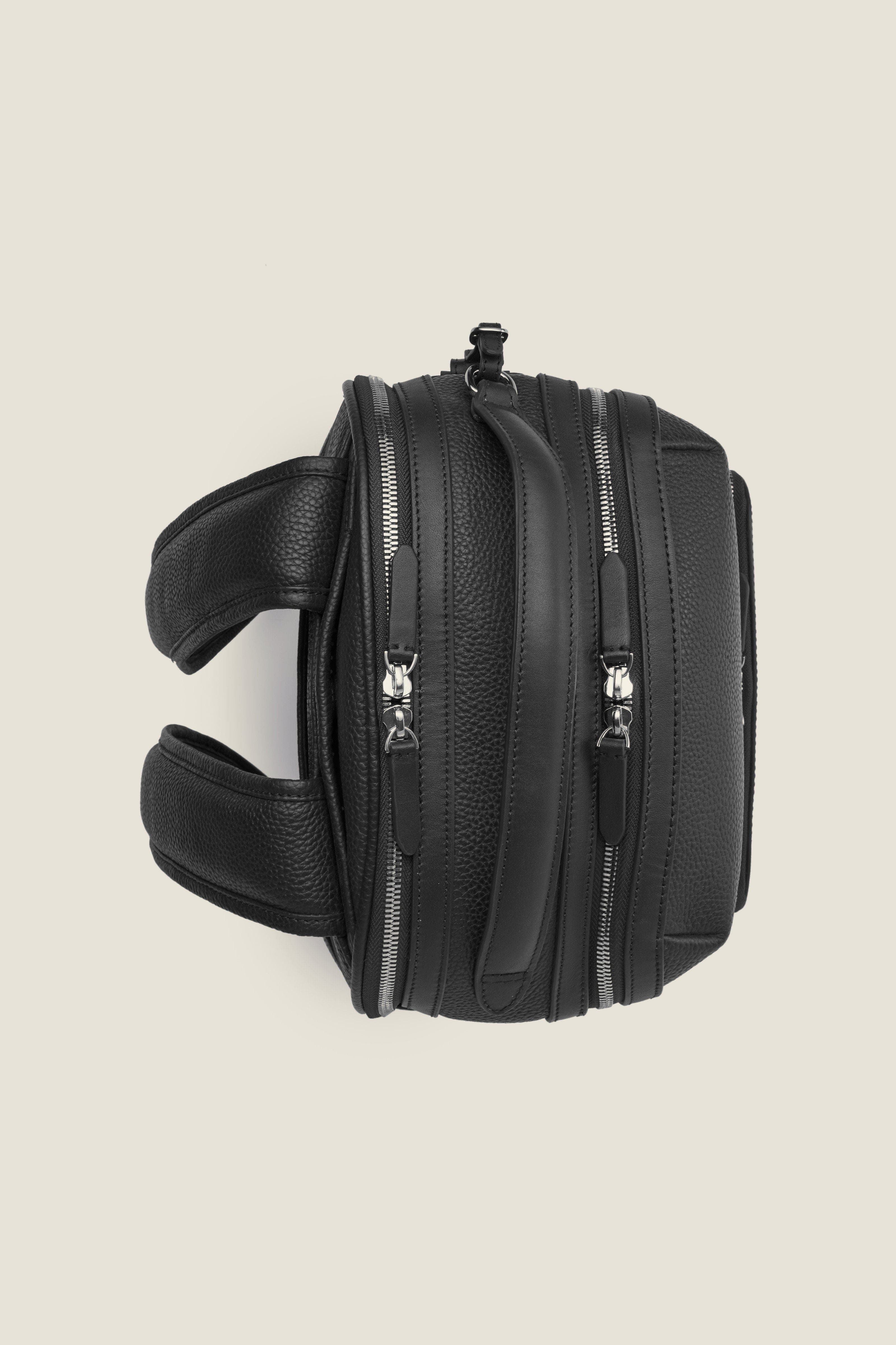 Pilot Organized Expandable Leather Travel Backpack, Alternate, color, Jet Black