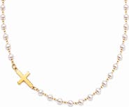 Donatello Gian Gold Tone Cross Beaded Station Necklace
