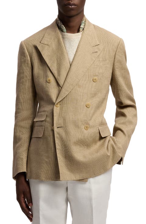 Glenn Double Breasted Linen, Cotton & Silk Sport Coat