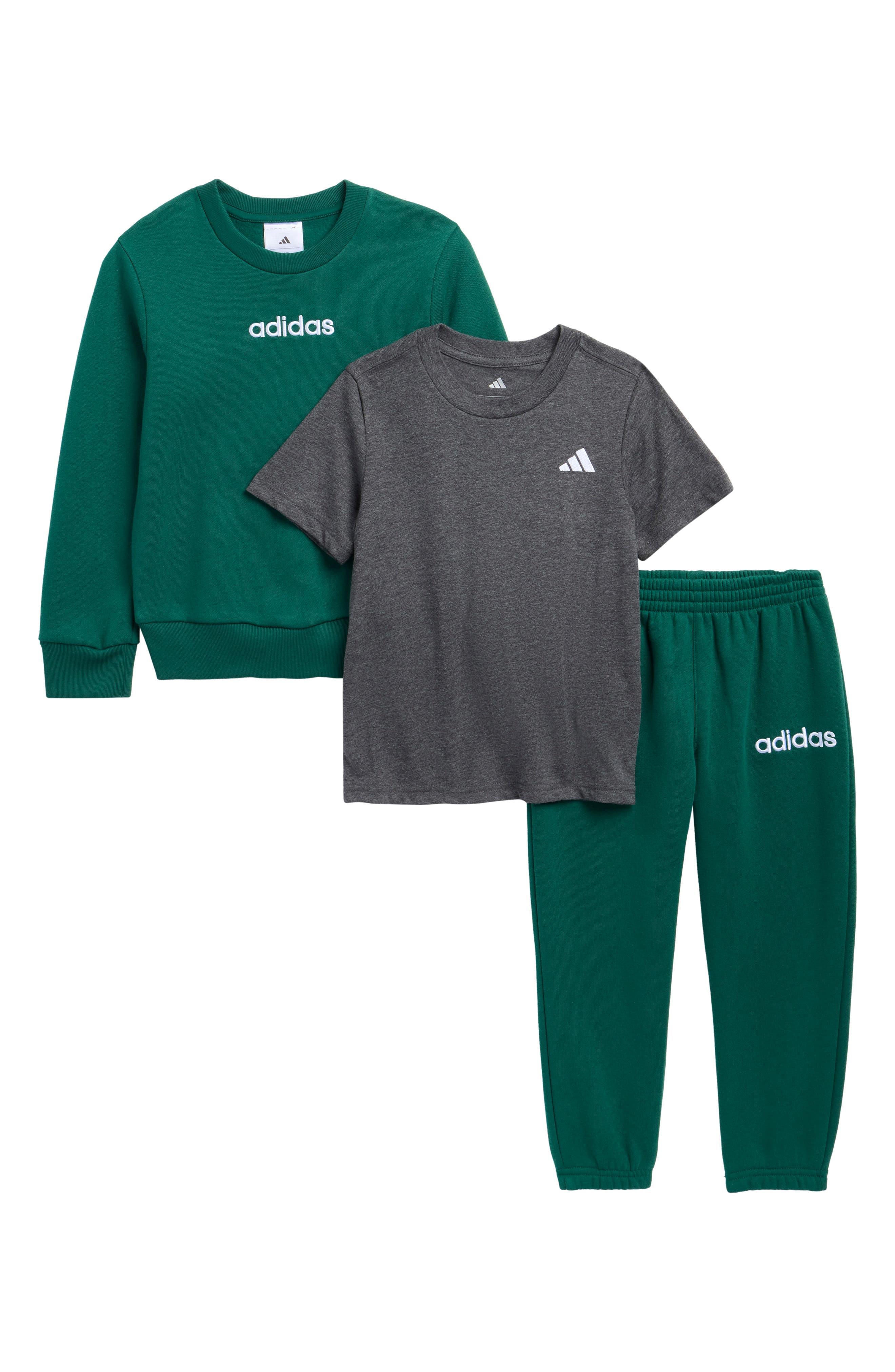 adidas Kids' Logo Print Fleece Sweatshirt, T-Shirt & Pants Set ...