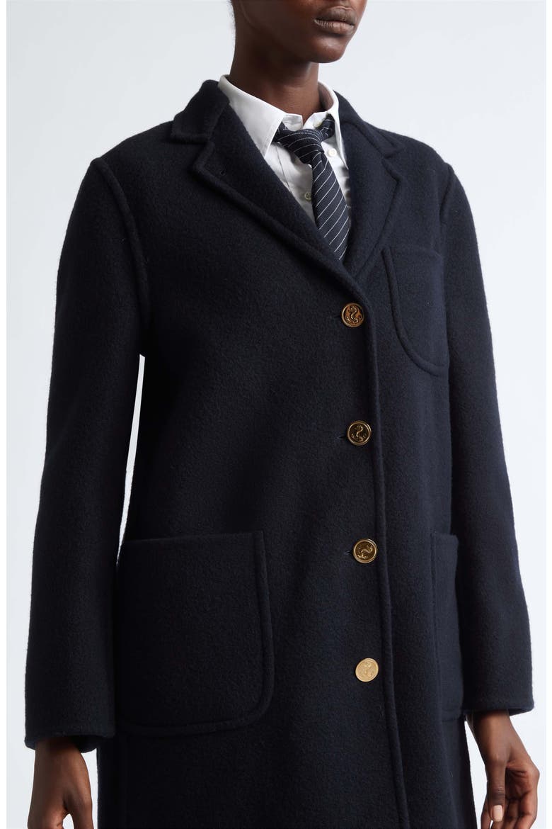 Bell Sleeve Virgin Wool Coat, Alternate, color, NAVY