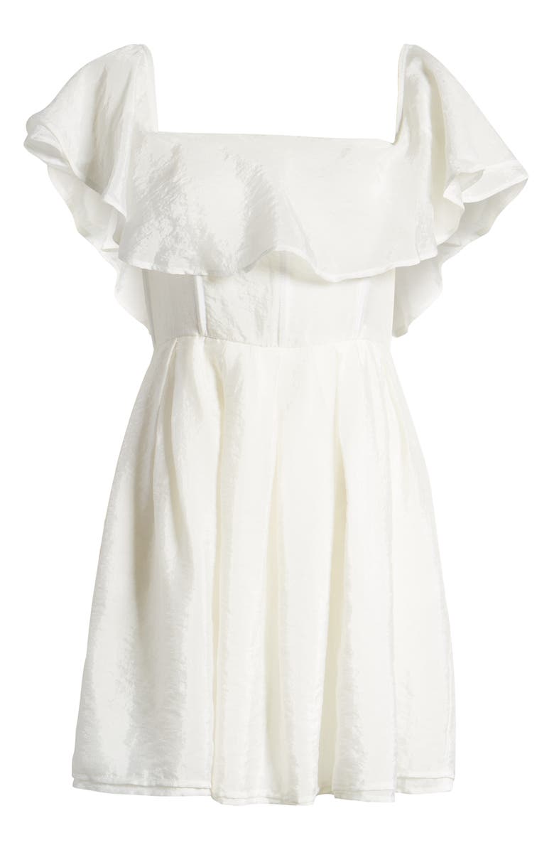 Something Navy Convertible Ruffle Neck Fit & Flare Dress, Alternate, color, 