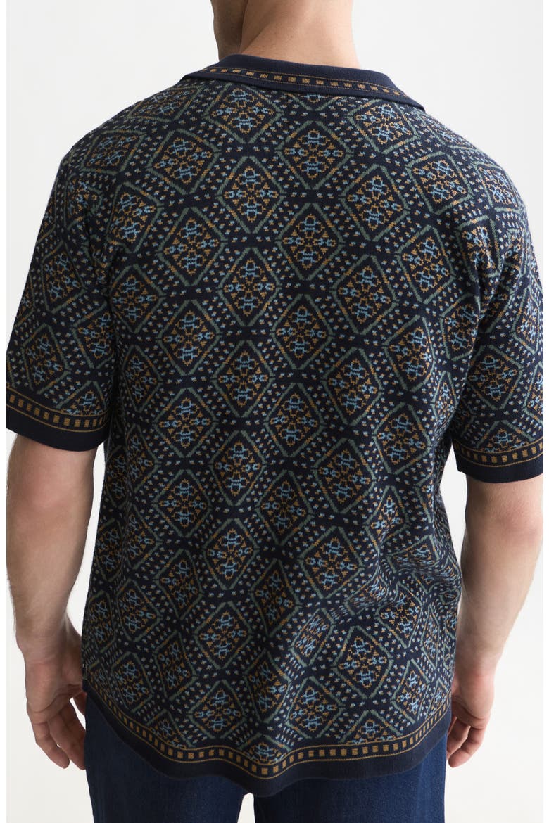 Jacquard Short Sleeve Button-Up Shirt, Alternate, color, SOFT GEO SKY CAPTAIN