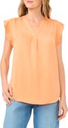 Vince Camuto Ruffle Sleeve Satin Top