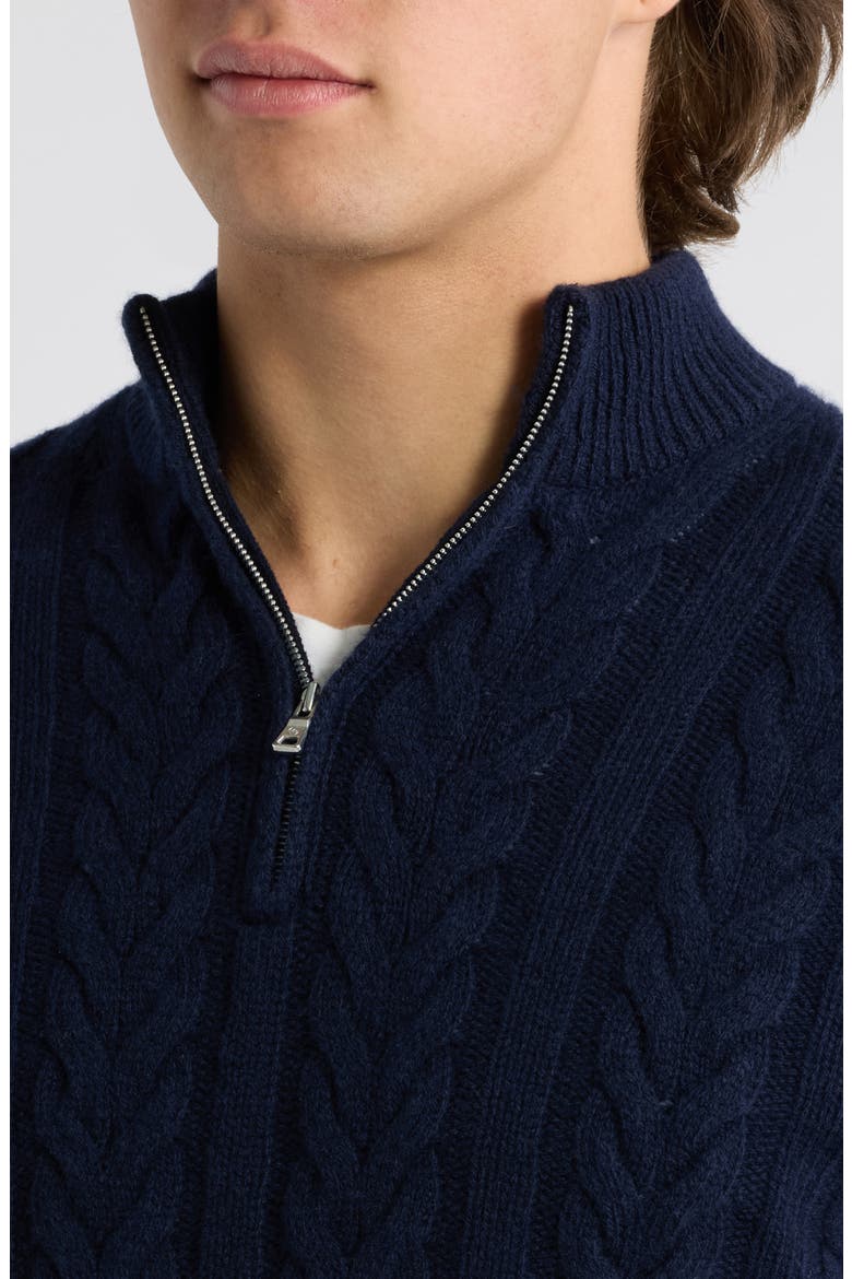 Crown Crafted Cable Quarter Zip Sweater, Alternate, color, NAVY