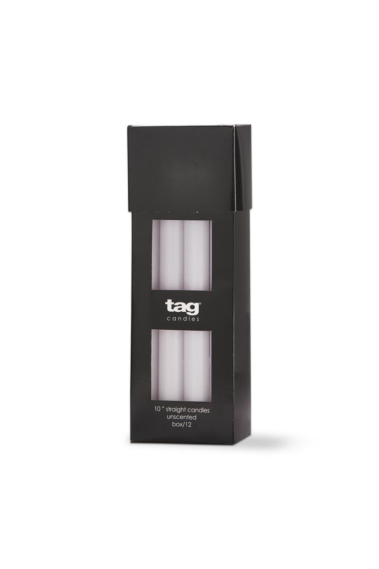 Color Studio Straight Taper Unscented Paraffin Wax Candle Set, Main, color, White