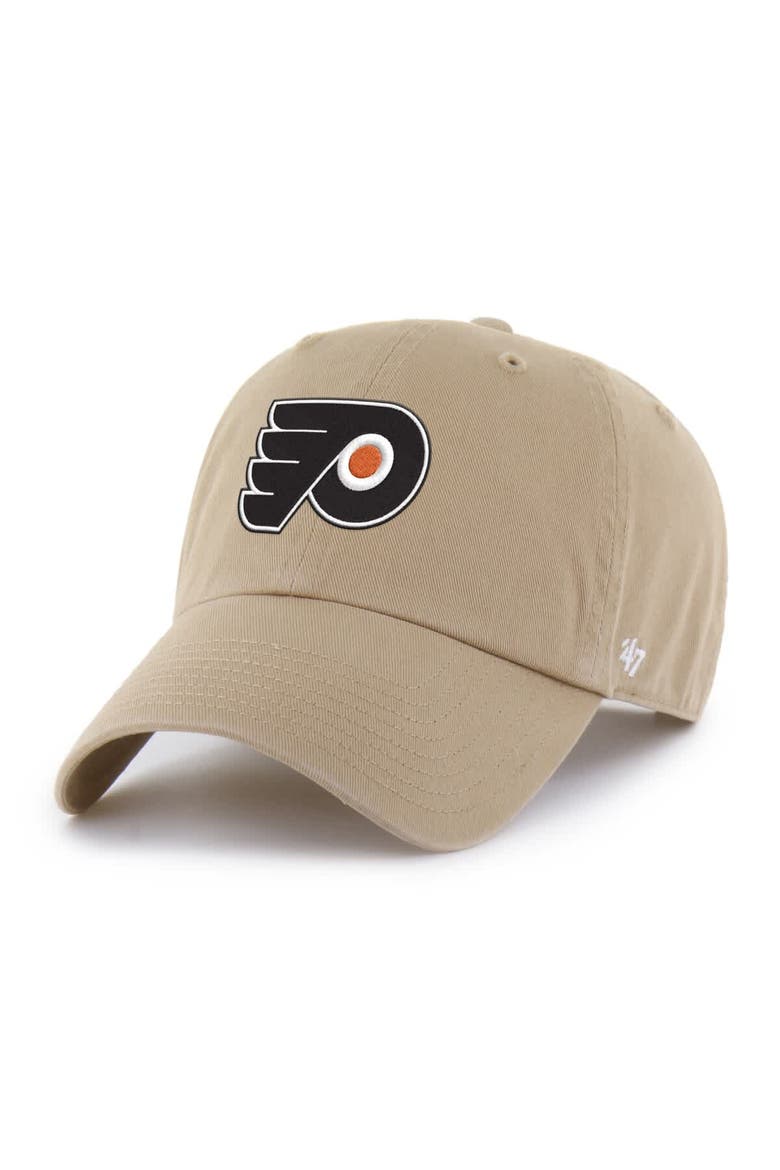 Men's '47  Khaki Philadelphia Flyers Logo Clean Up Adjustable Hat, Main, color, Khaki