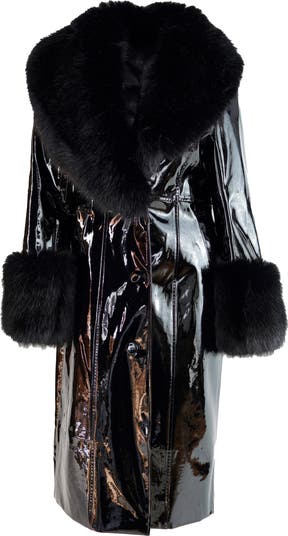 Fabulous Furs Black Faux Fur Collar Jacket With Fur Cuffs 