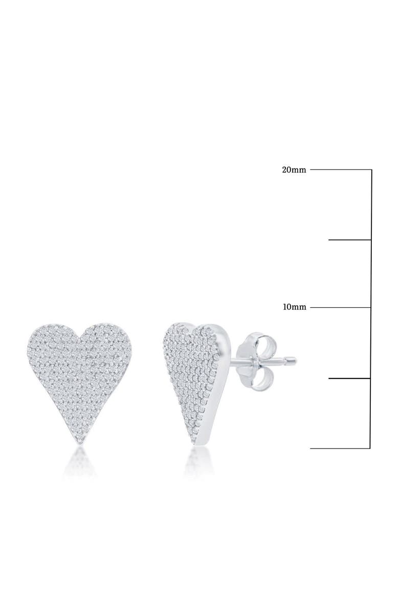 Sterling Silver Pavé Diamond Heart Stud Earrings - 0.14ct., Alternate, color, SILVER
